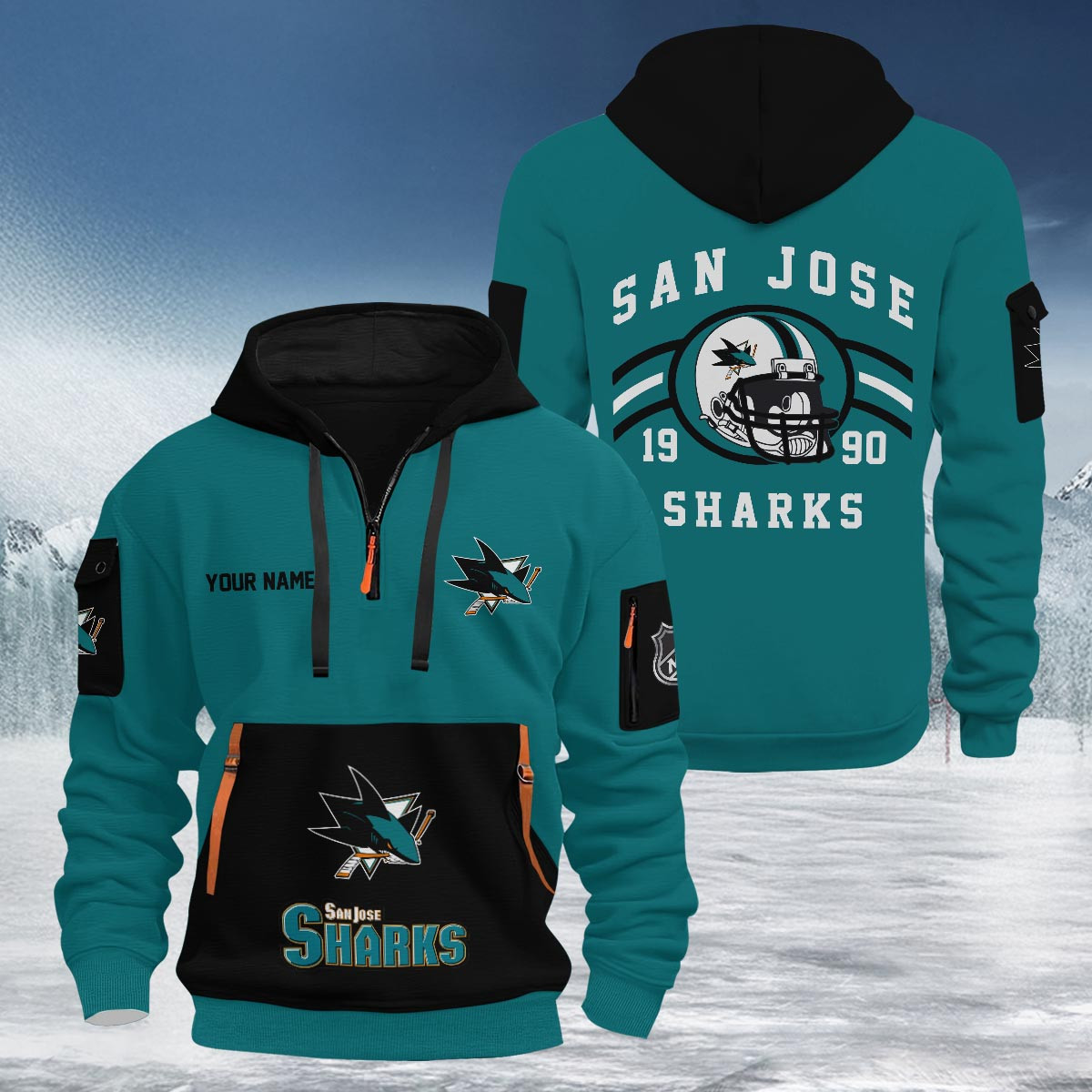 Sportswearmerch San Jose Sharks NHL Half Zip Hoodie Personalized For Fan