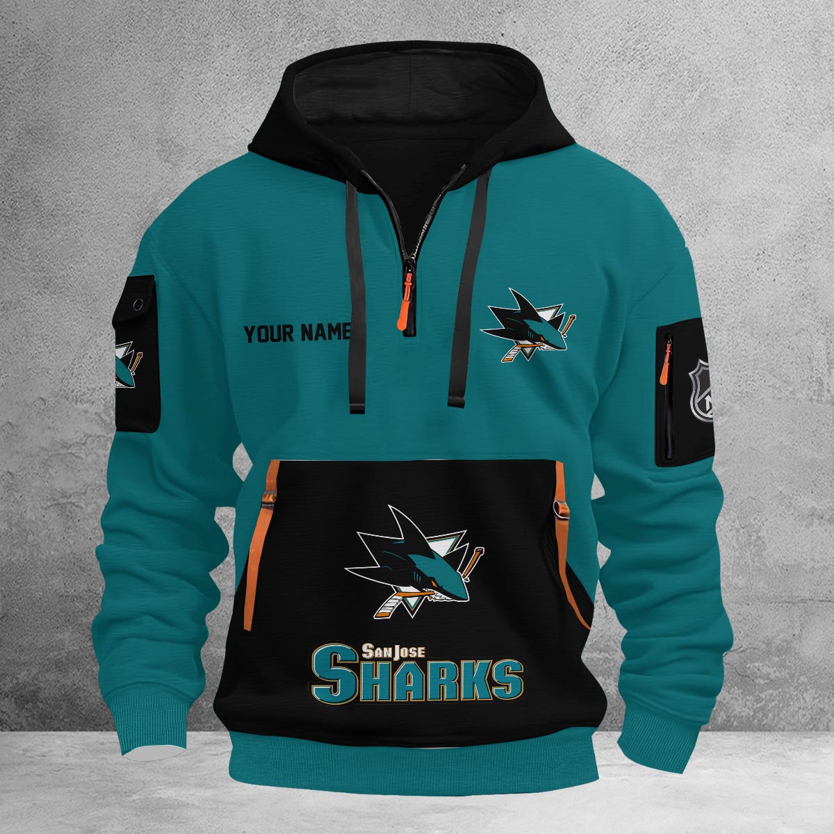 Sportswearmerch San Jose Sharks NHL Half Zip Hoodie Personalized For Fan