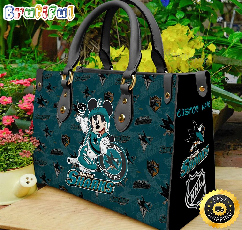 Sportswearmerch San Jose Sharks NHL x Mickey Leather Handbag For Fan