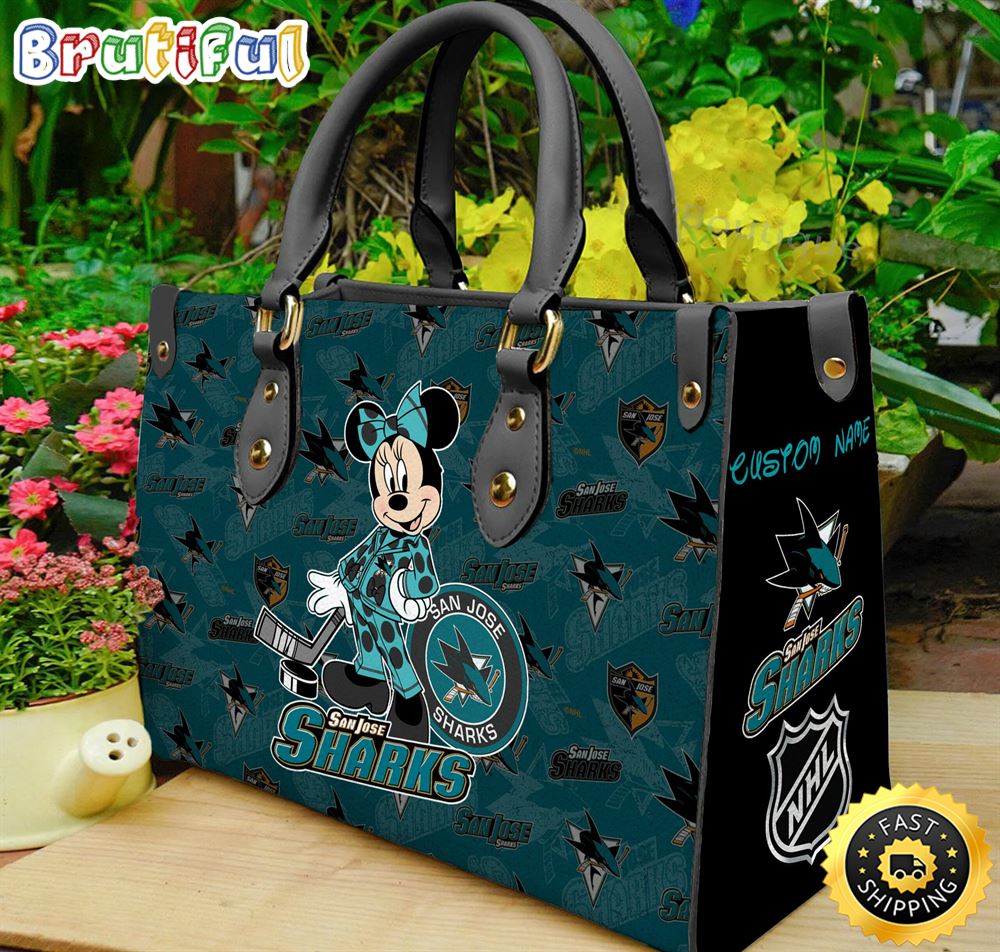 Sportswearmerch San Jose Sharks NHL x Minnie Leather Handbag For Fan