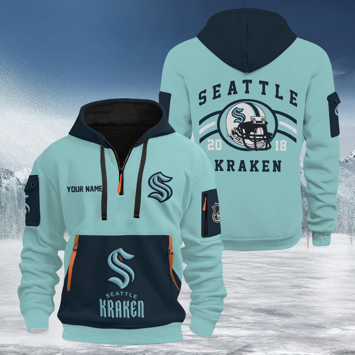 Sportswearmerch Seattle Kraken NHL Half Zip Hoodie Personalized For Fan