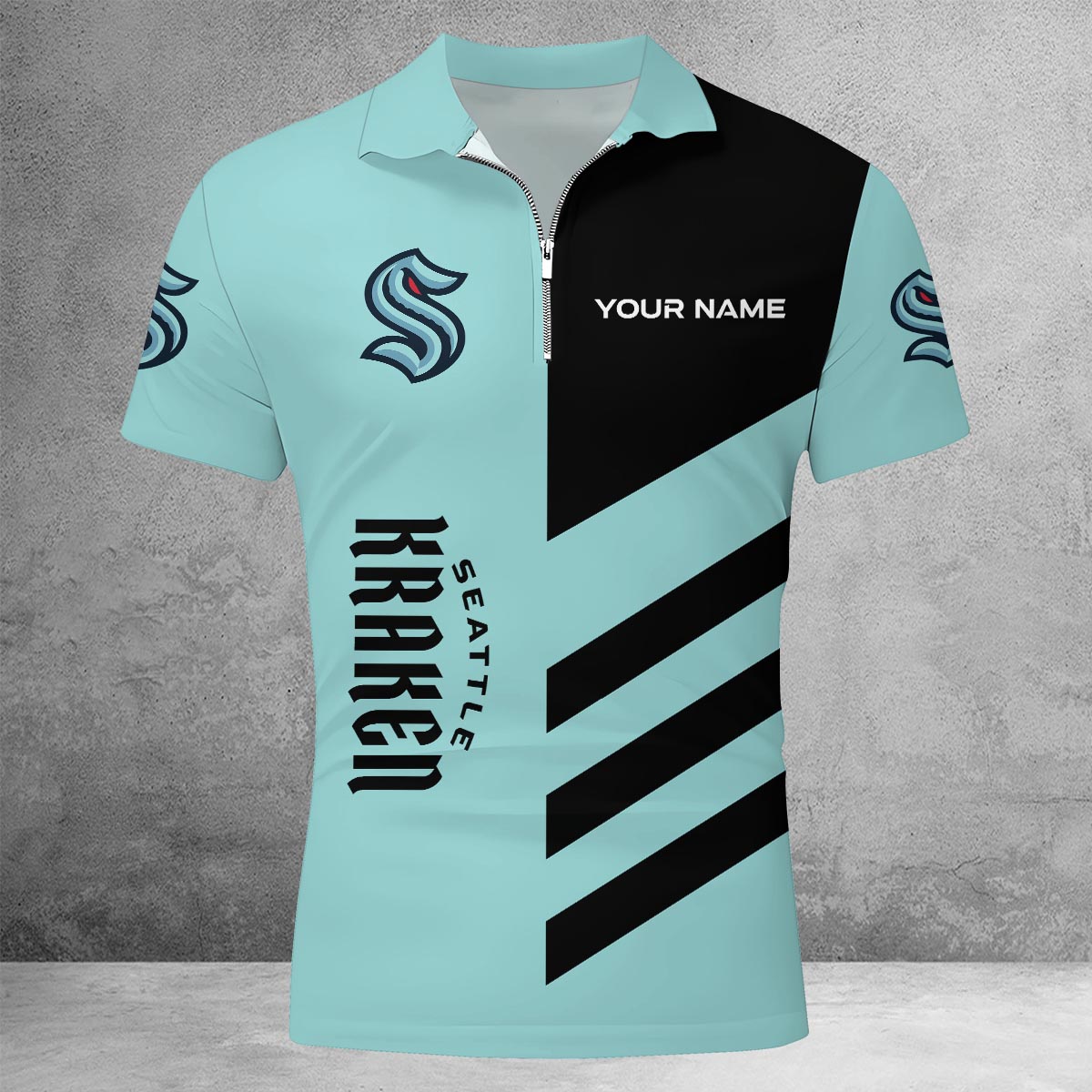 Sportswearmerch Seattle Kraken NHL Lapel Zip Polo Shirt For Fan
