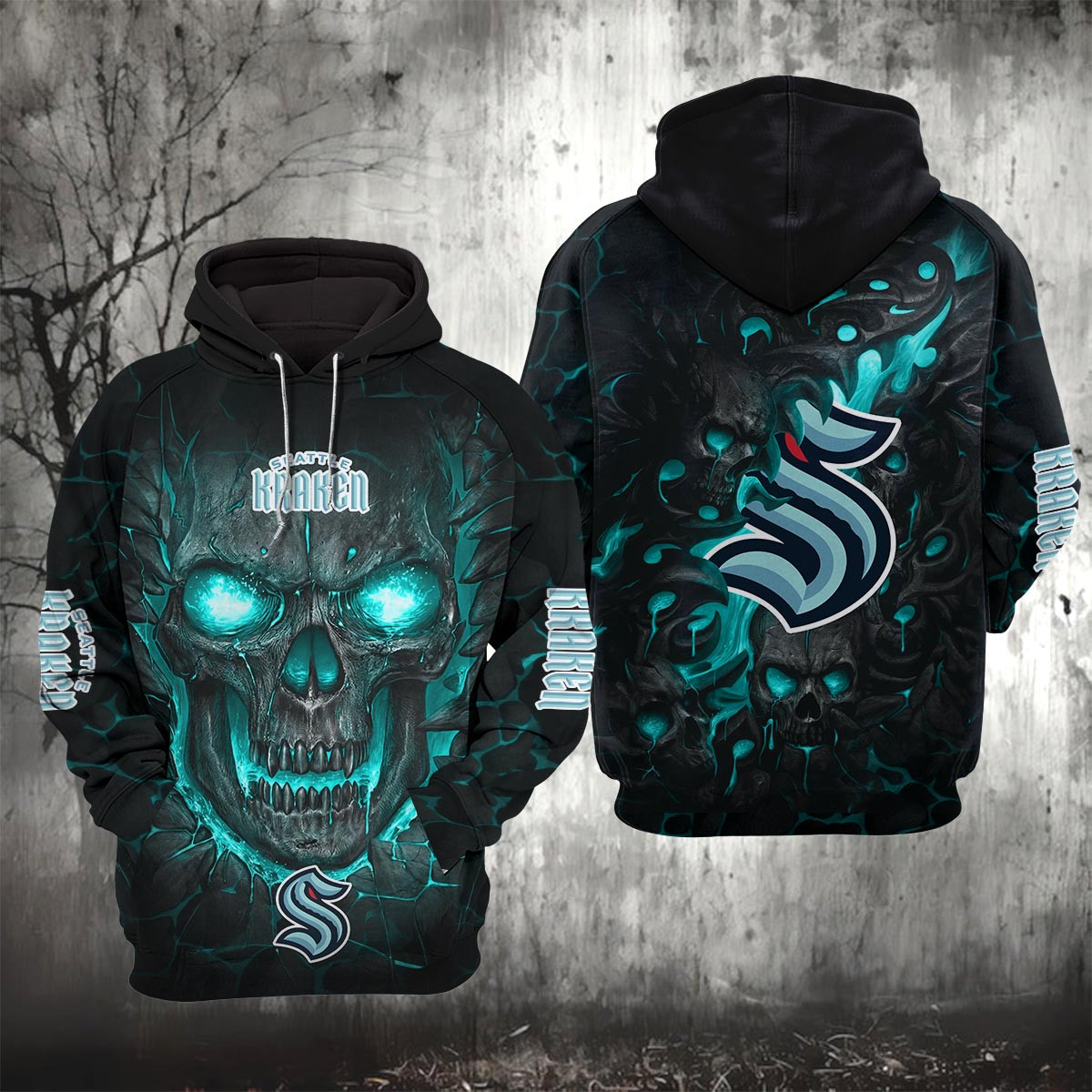 Sportswearmerch Seattle Kraken NHL Lava Skull Hoodie For Fan