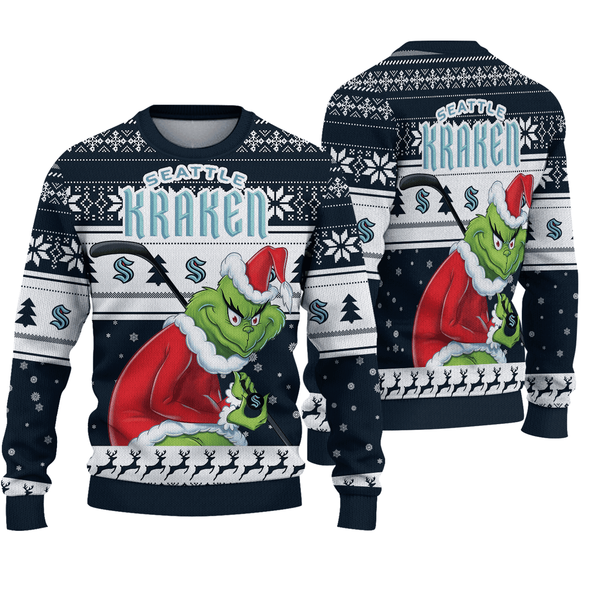 Sportswearmerch Seattle Kraken NHL x Grinch Christmas Ugly Sweater For Fans