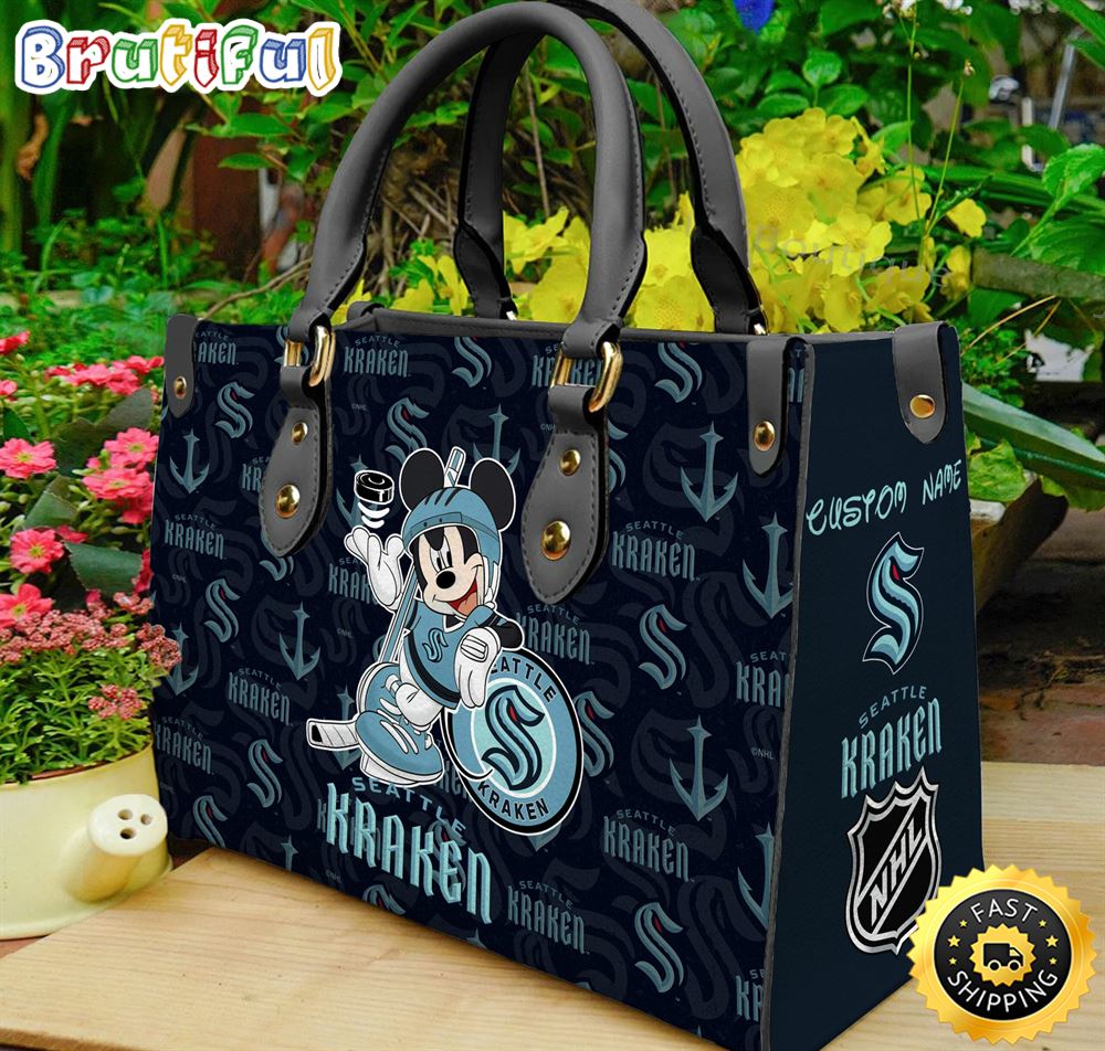 Sportswearmerch Seattle Kraken NHL x Mickey Leather Handbag For Fan