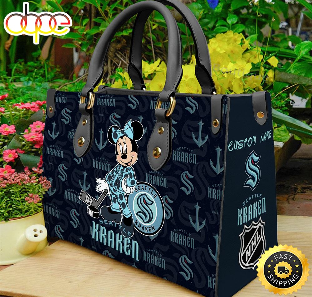 Sportswearmerch Seattle Kraken NHL x Minnie Women Leather Hand Bag For Fan