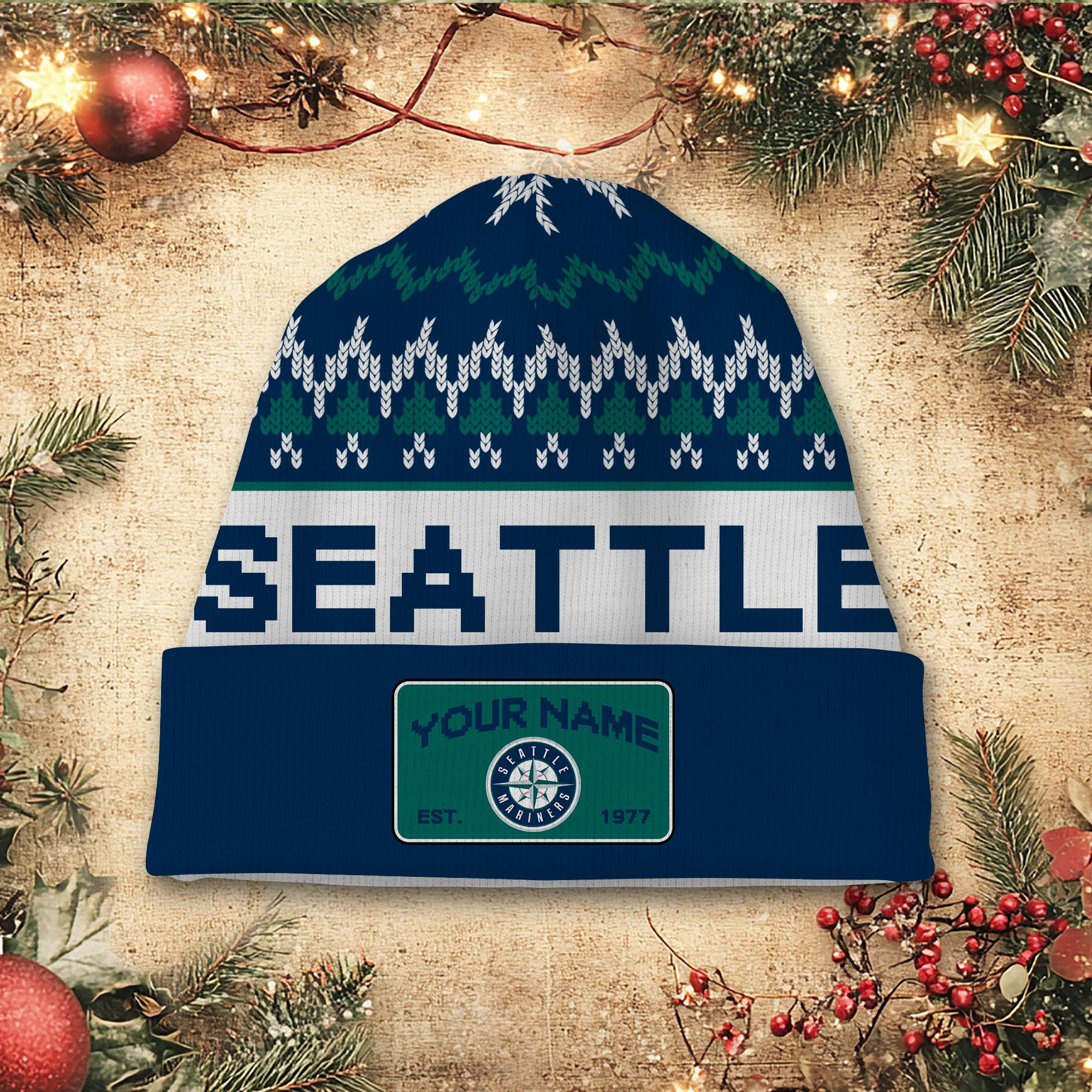 Sportswearmerch Seattle Mariners MLB Christmas Beanie Hat For Fan