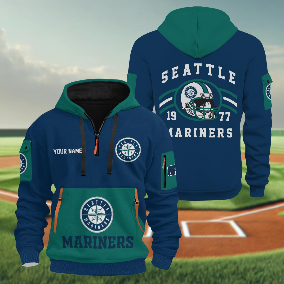 Sportswearmerch Seattle Mariners MLB Half Zip Hoodie Personalized For Fan
