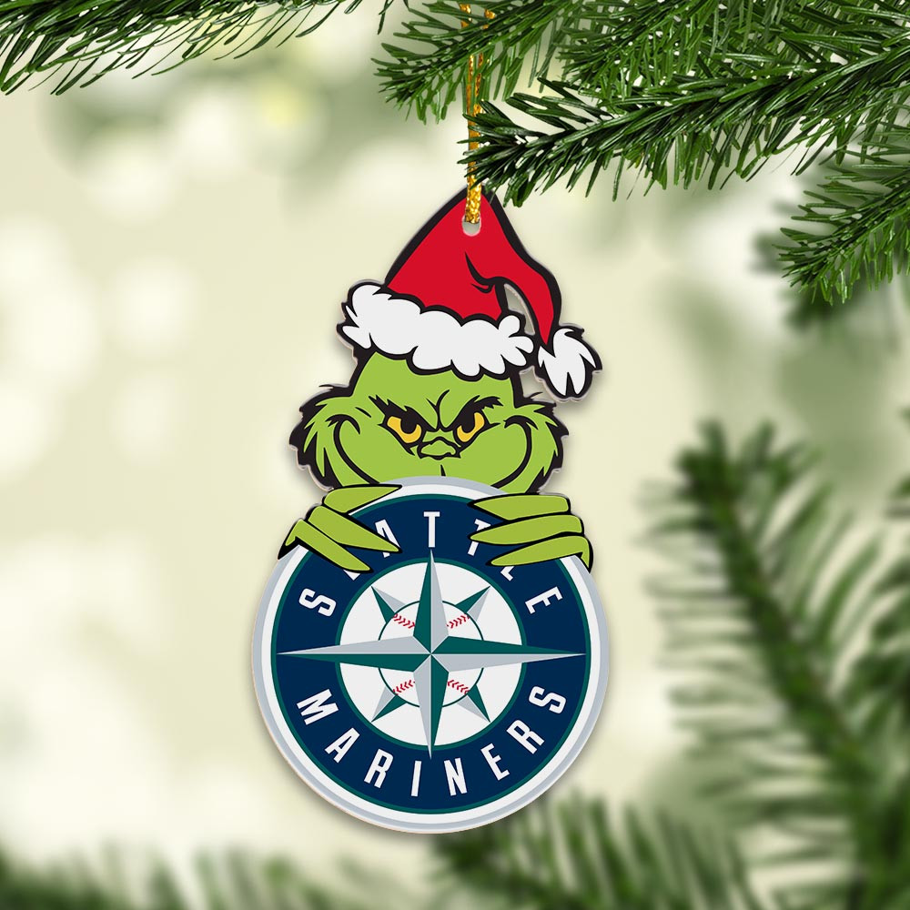Sportswearmerch Seattle Mariners MLB x Grinch Christmas Acrylic Ornament For Fans