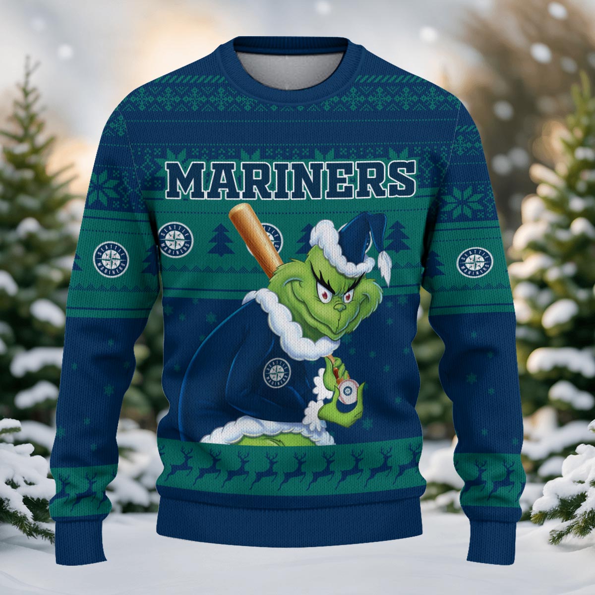 Sportswearmerch Seattle Mariners MLB x Grinch Christmas Ugly Sweater For Fans