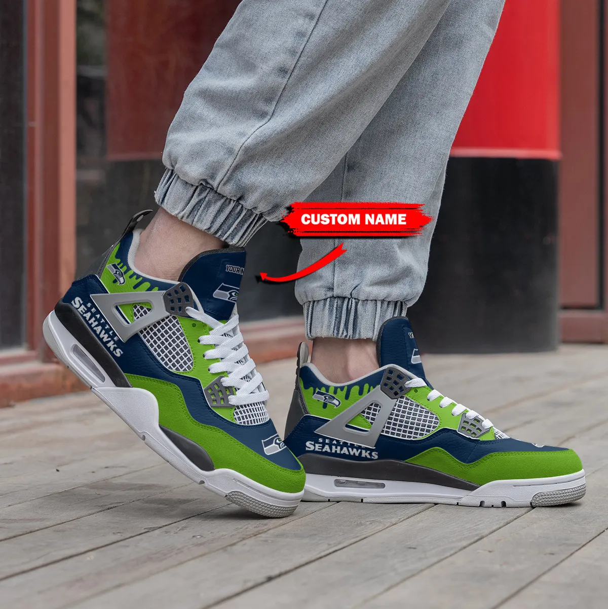 Sportswearmerch Seattle Seahawks NFL Air Jordan 4 Sneaker AJ4 Sneakers Shoes For Men And Women