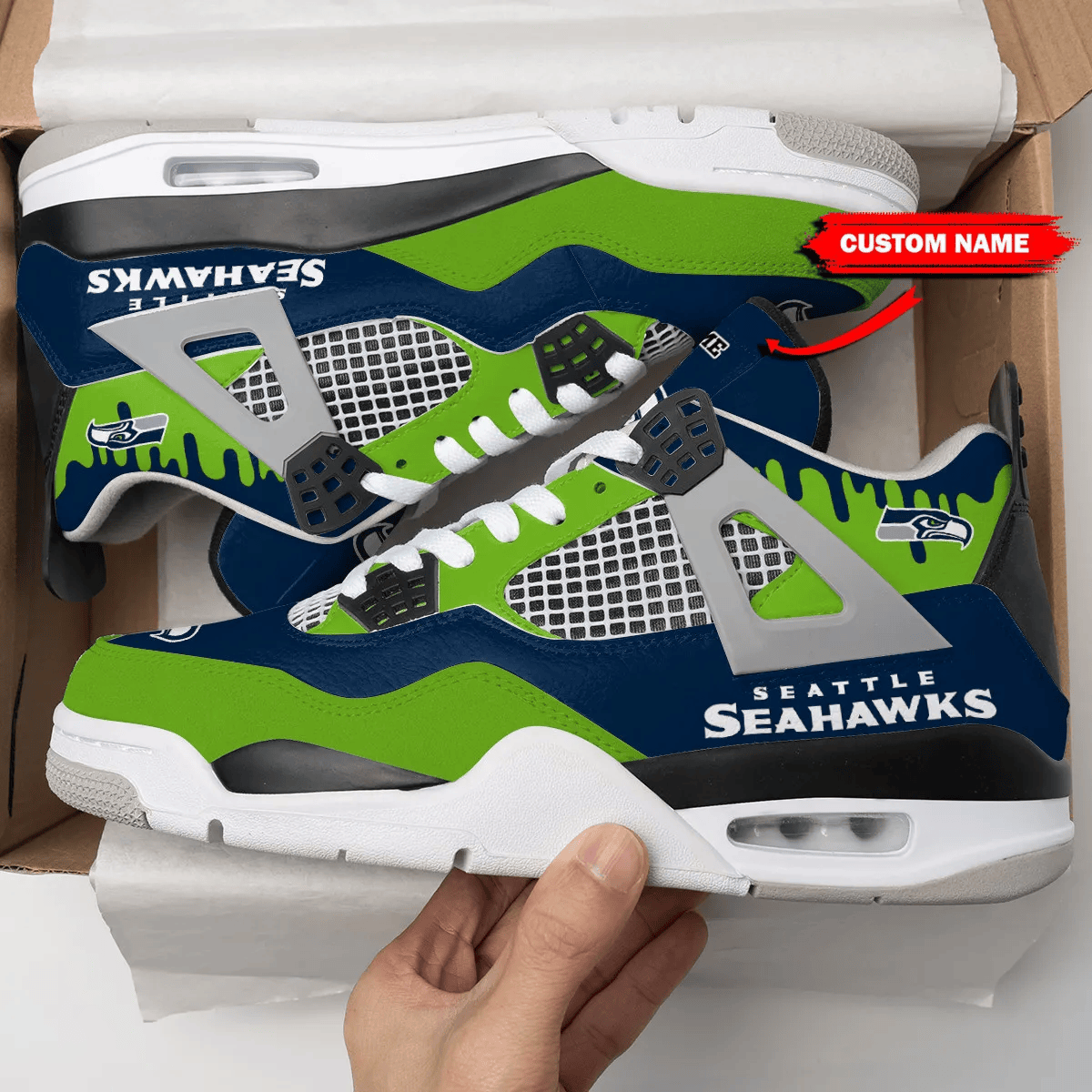 Sportswearmerch Seattle Seahawks NFL  AJ4 Sneakers Shoes For Men And Women