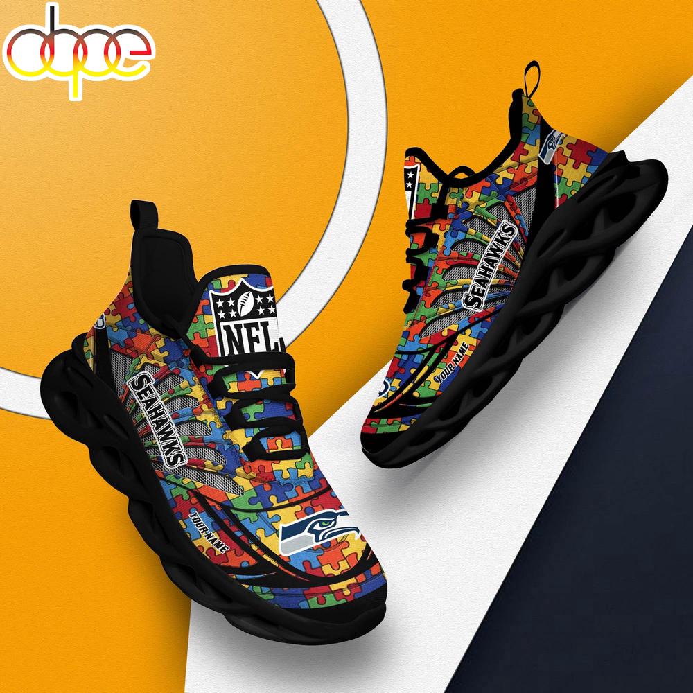 Sportswearmerch Seattle Seahawks NFL Autism Clunky Max Soul Shoes Sneakers For Men And Women