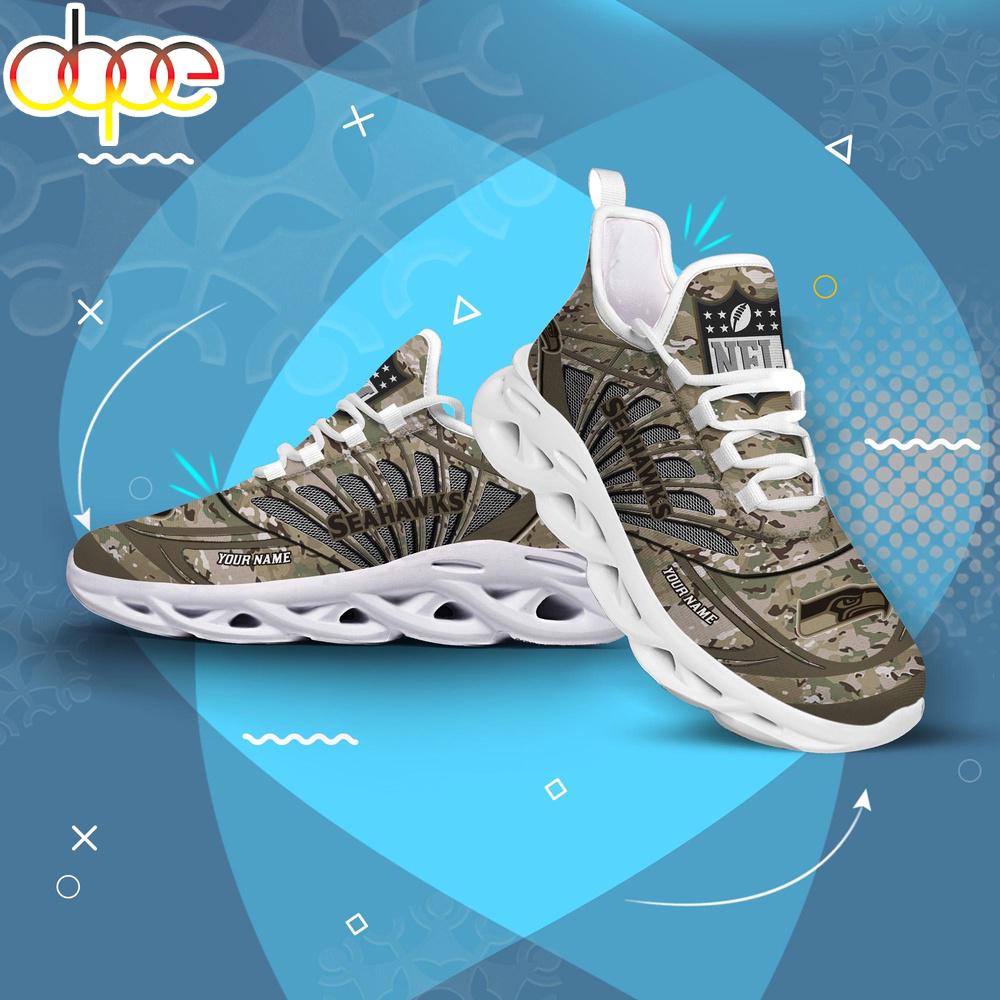 Sportswearmerch Seattle Seahawks NFL Camo Veteran Day Max Soul Shoes Sneakers For Men And Women