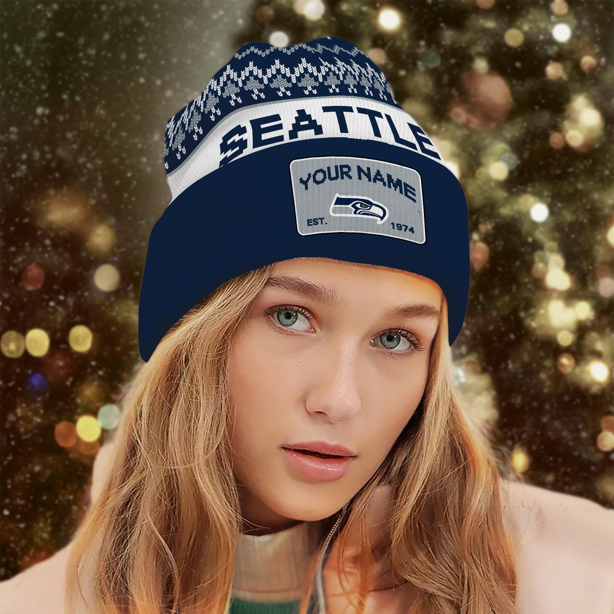 Sportswearmerch Seattle Seahawks NFL Christmas Beanie Hat For Fan