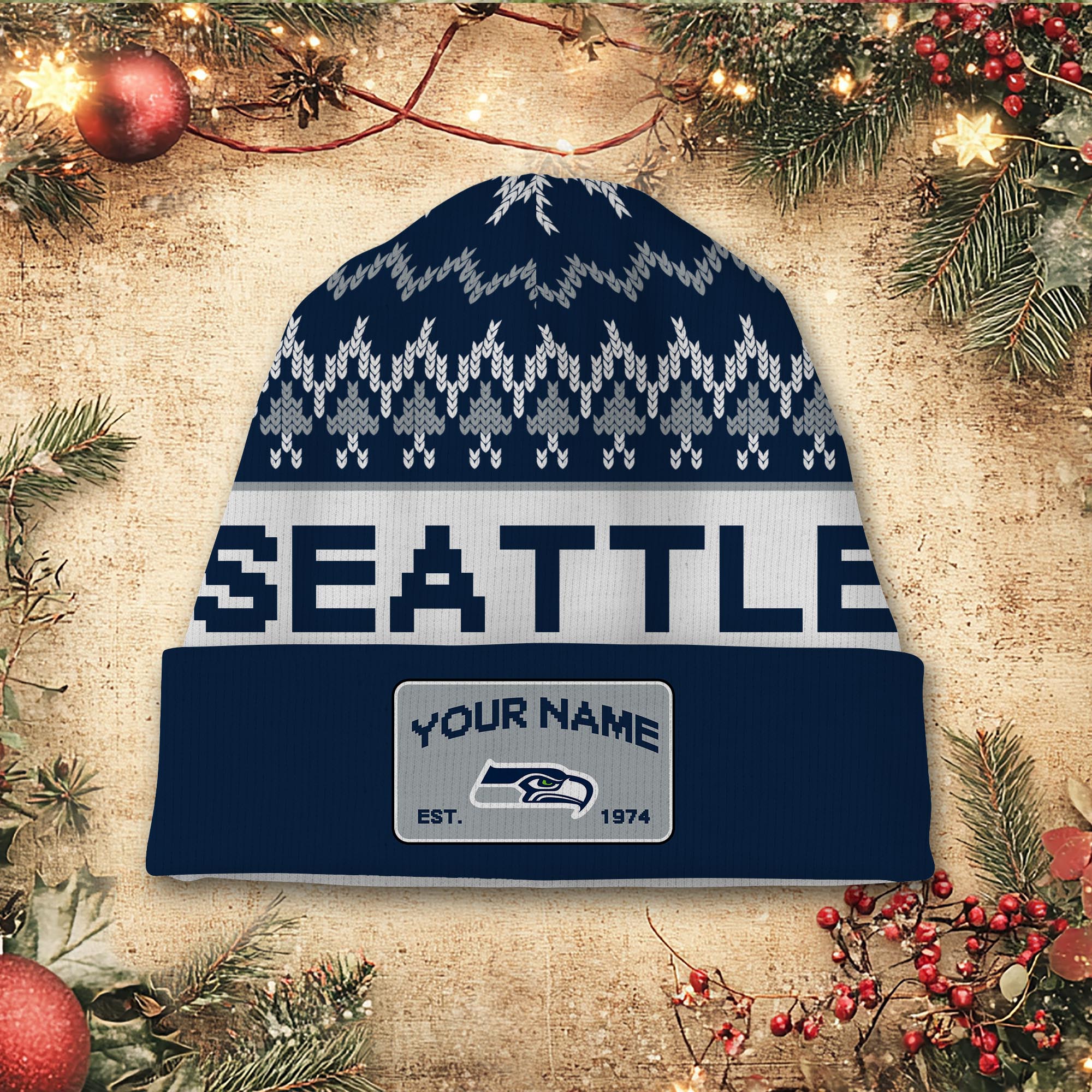 Sportswearmerch Seattle Seahawks NFL Christmas Beanie Hat For Fan