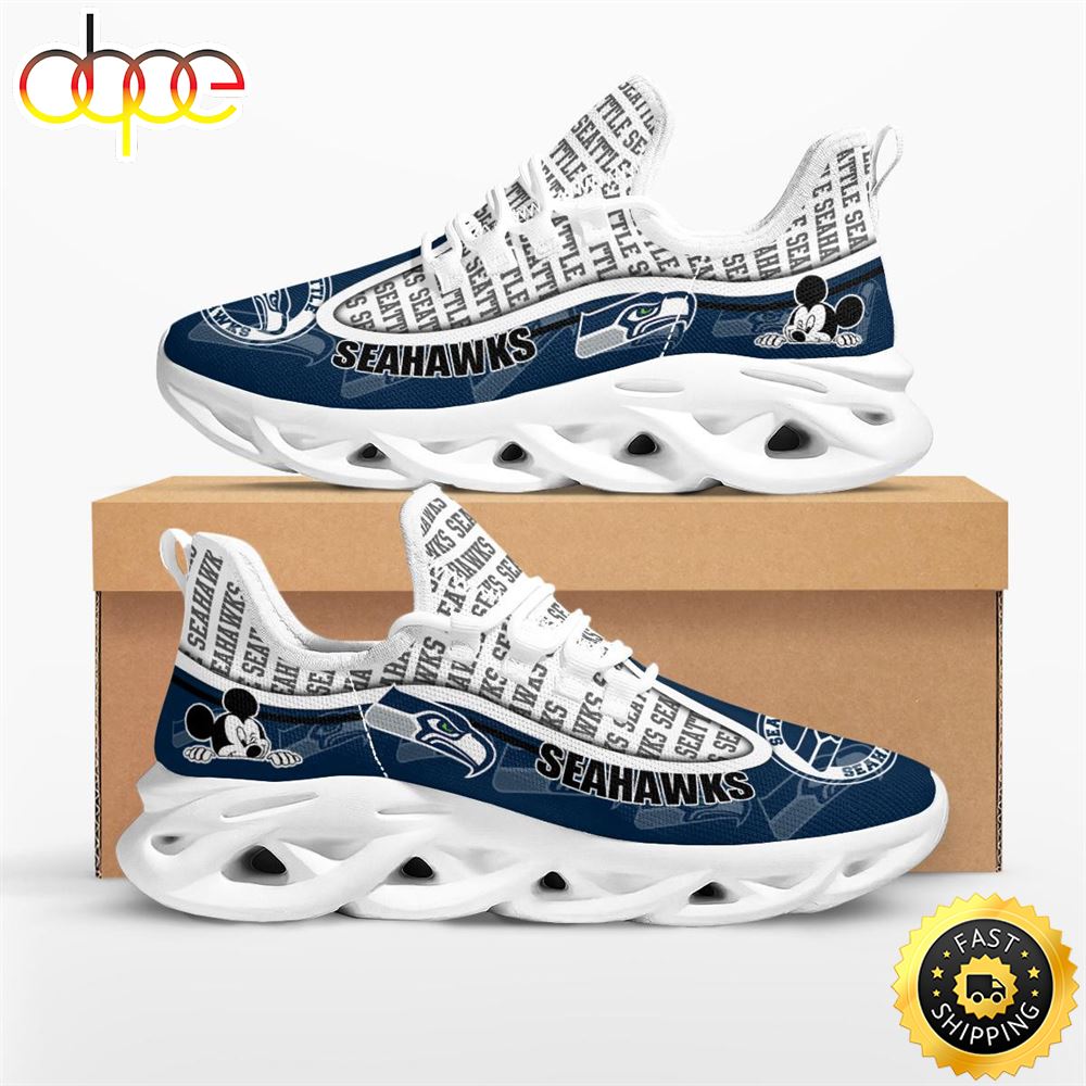 Sportswearmerch Seattle Seahawks NFL Mickey Mouse Max Soul Shoes Sneakers For Men And Women