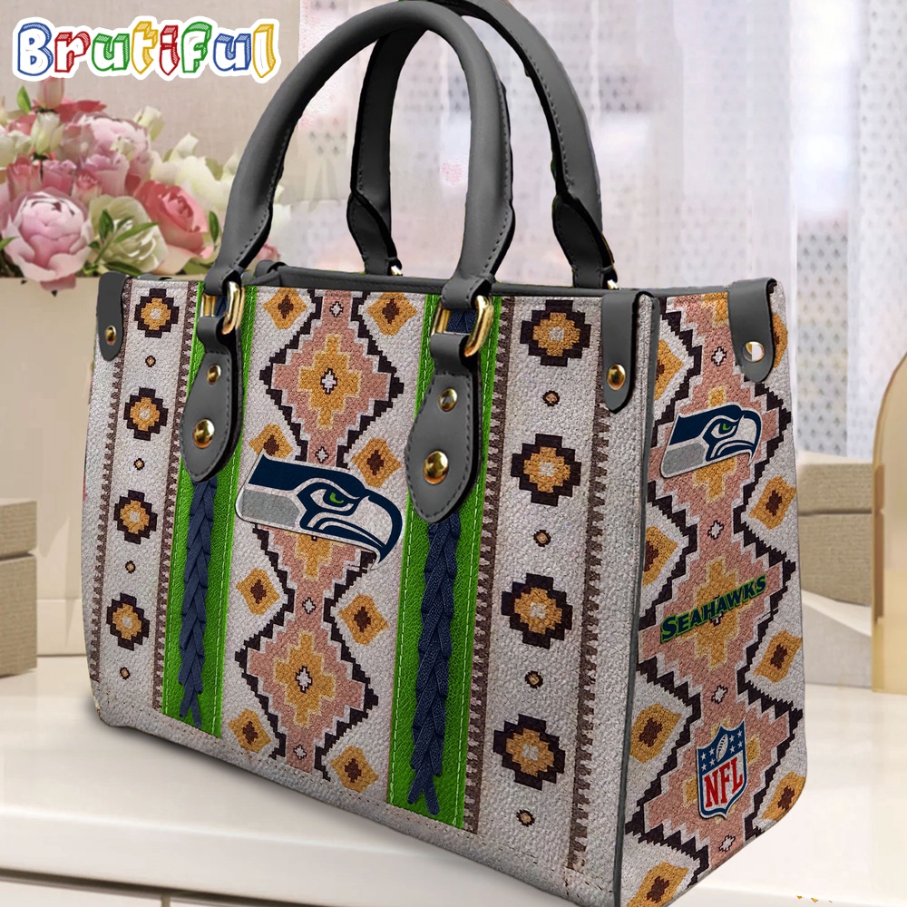 Sportswearmerch Seattle Seahawks NFL Native American Pattern Leather Bag For Fan