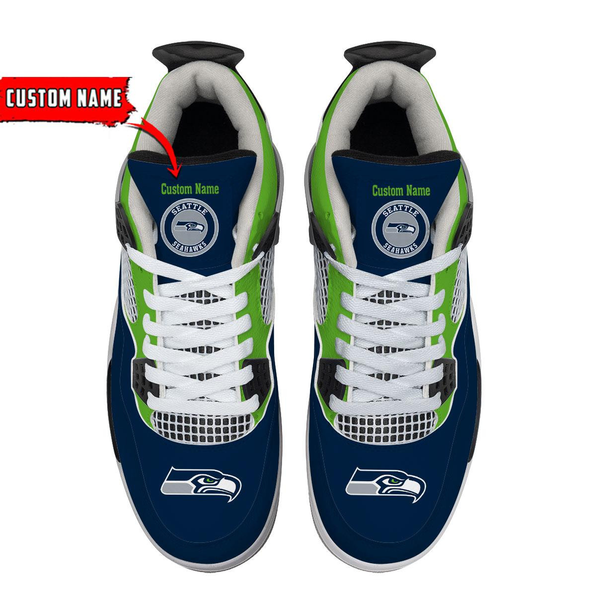 Sportswearmerch Seattle Seahawks NFL Personalized Air Jordan 4 SnAJ4 Sneakers Shoes For Men And Women