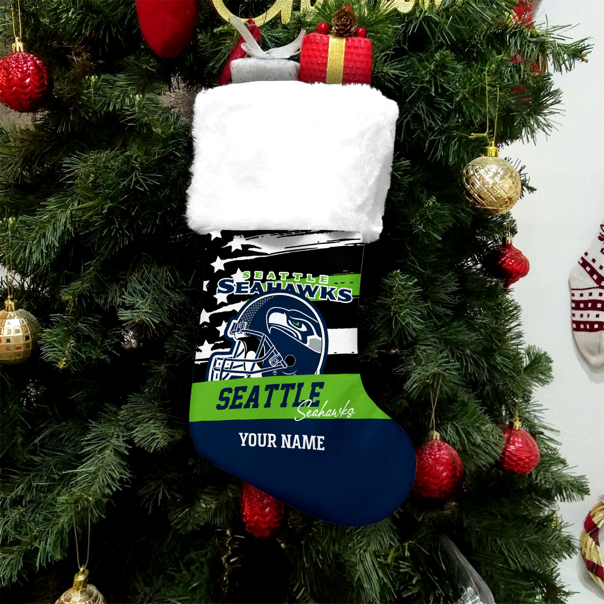 Sportswearmerch Seattle Seahawks NFL Personalized Christmas Socks For Fan