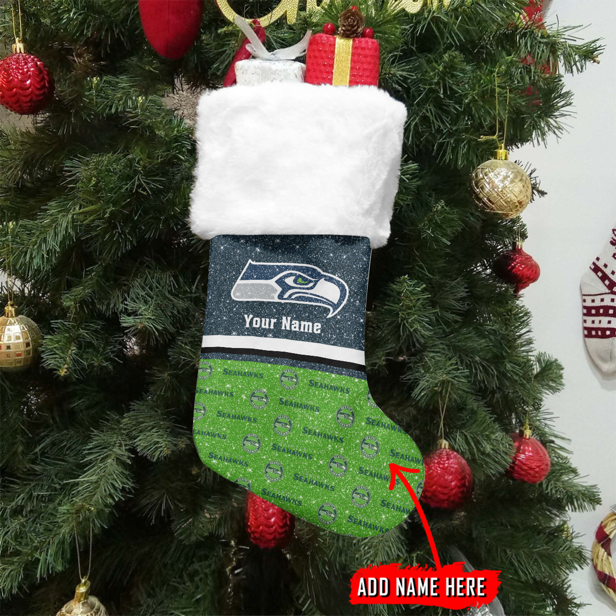 Sportswearmerch Seattle Seahawks NFL Personalized Christmas Socks For Fan