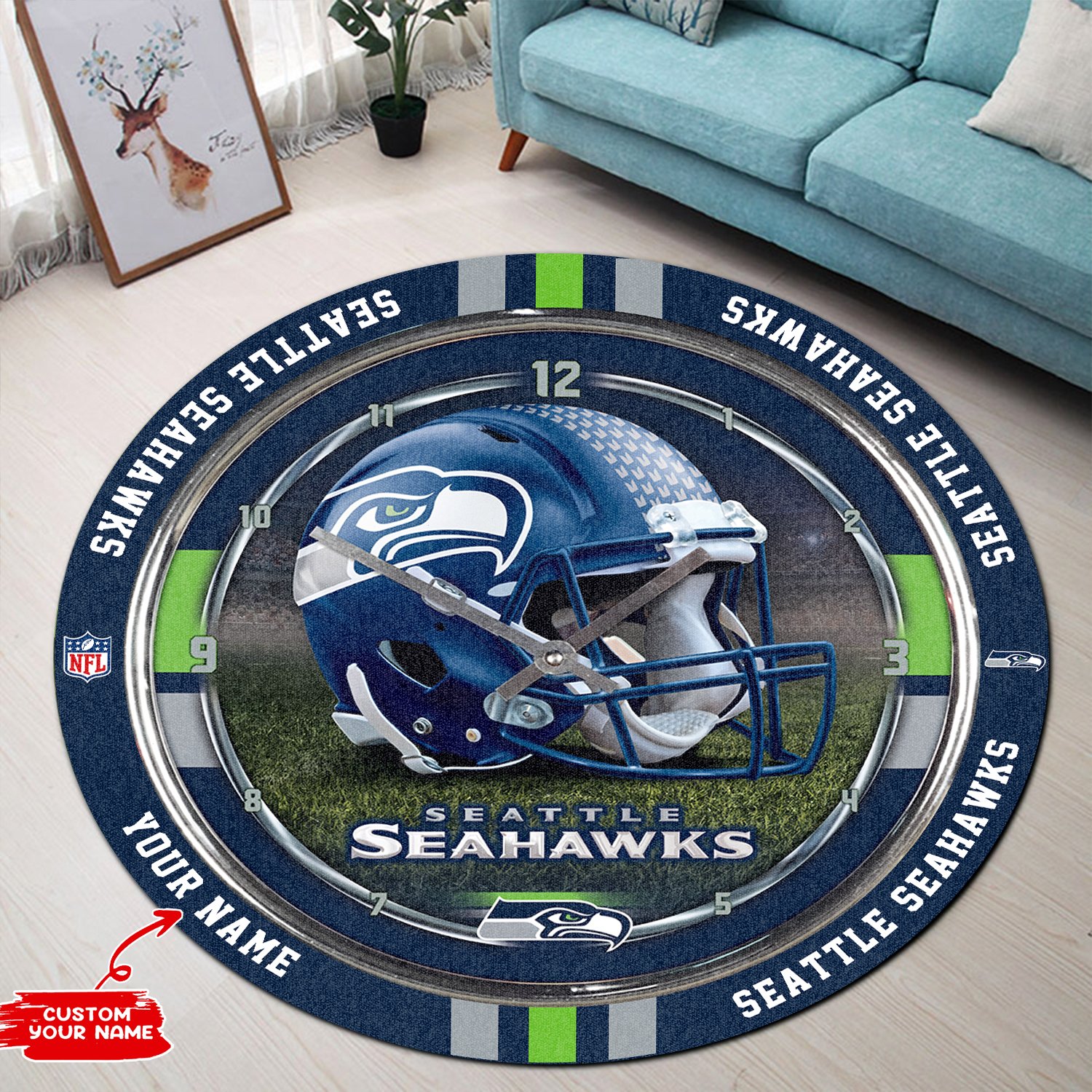 Sportswearmerch Seattle Seahawks NFL Personalized Round Rug For Fan