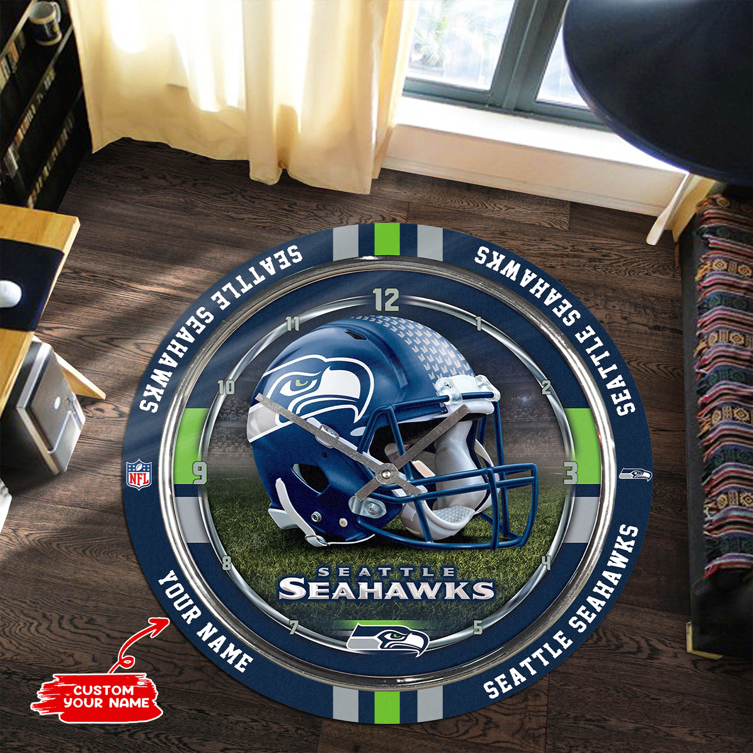 Sportswearmerch Seattle Seahawks NFL Personalized Round Rug For Fan