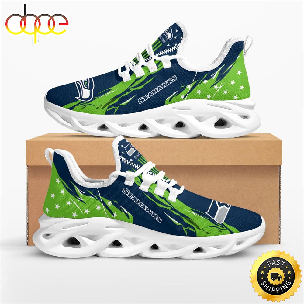 Sportswearmerch Seattle Seahawks NFL Stars and Stripes Max Soul Shoes Sneakers For Men And Women