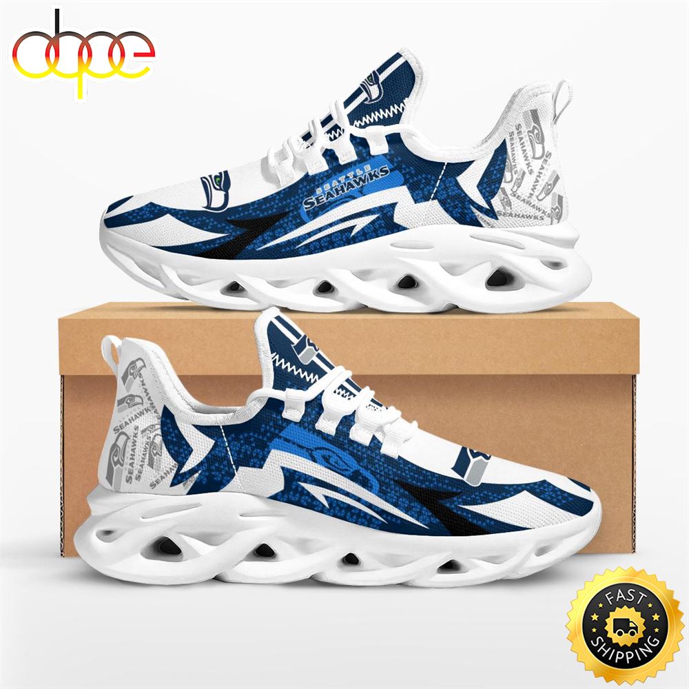 Sportswearmerch Seattle Seahawks NFL Symbol Geometric Pattern Max Soul Shoes Sneakers For Men And Women