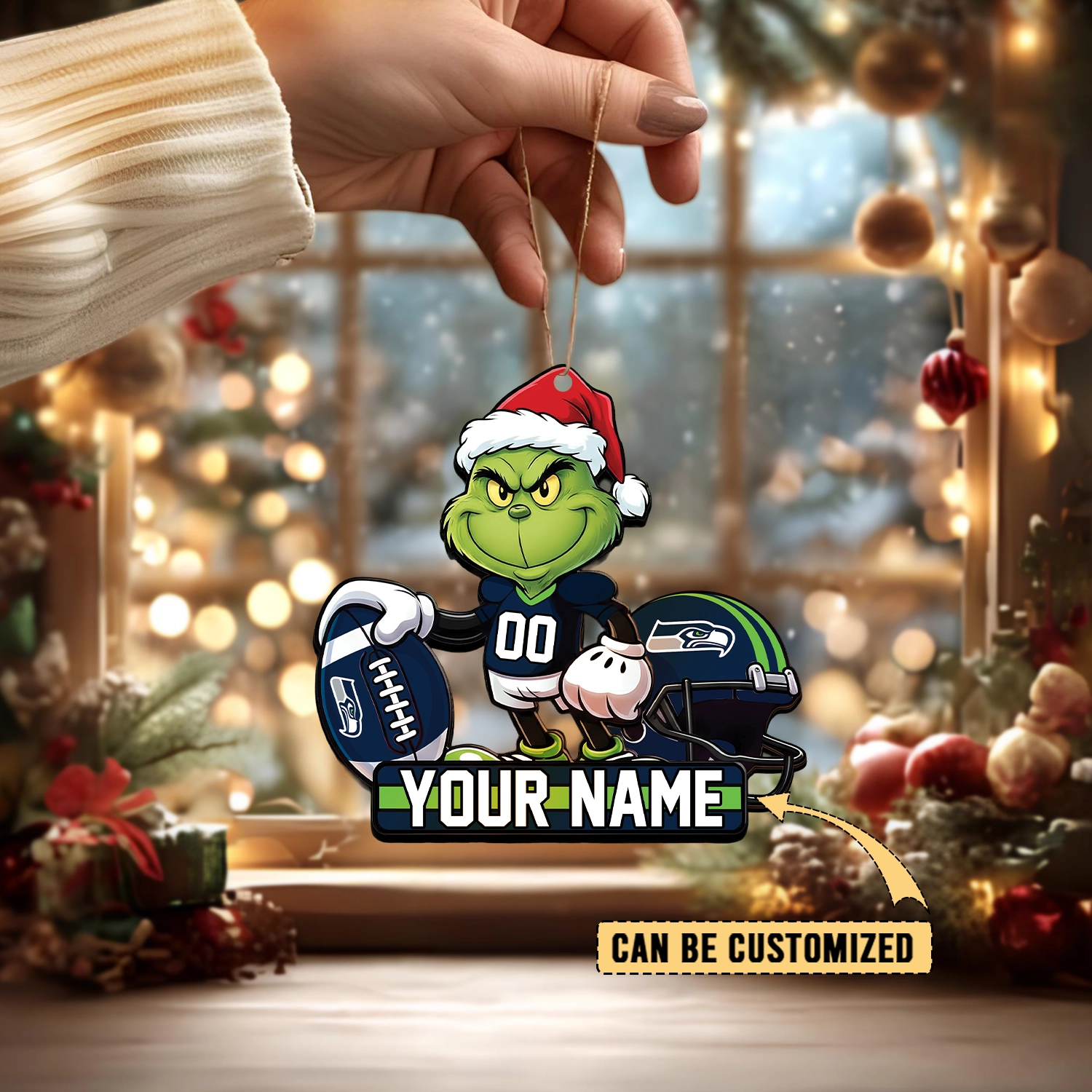 Sportswearmerch Seattle Seahawks NFL The Grinch x Christmas Acrylic Ornament Gift For Fan