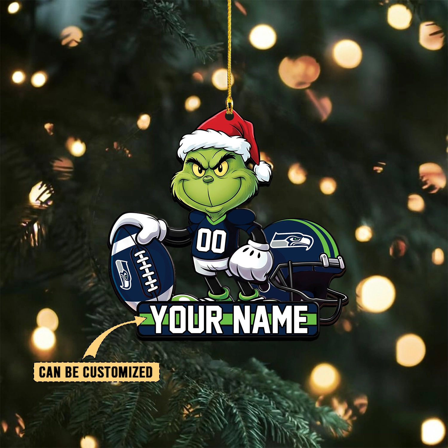 Sportswearmerch Seattle Seahawks NFL The Grinch x Christmas Acrylic Ornament Gift For Fan