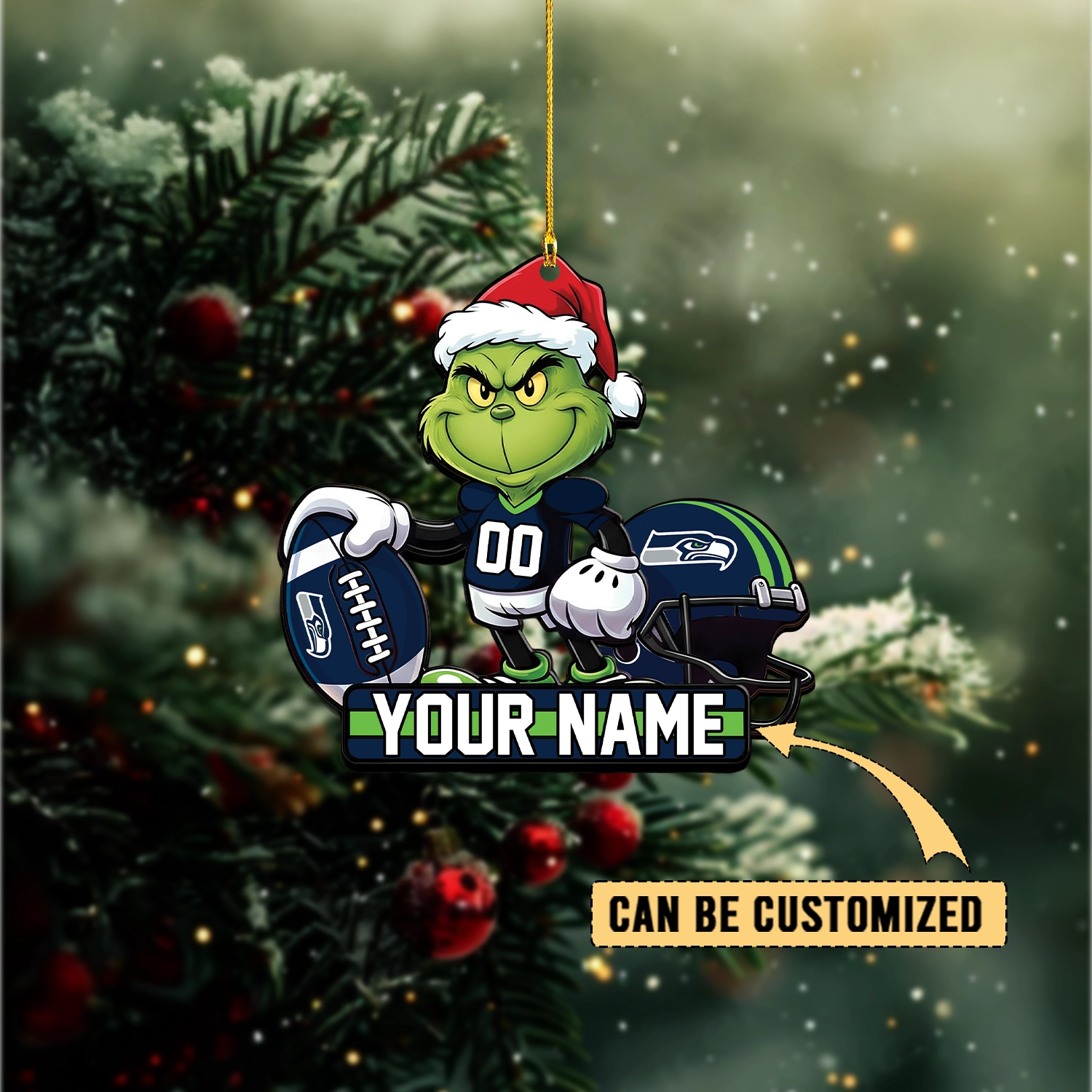 Sportswearmerch Seattle Seahawks NFL The Grinch x Christmas Acrylic Ornament Gift For Fan