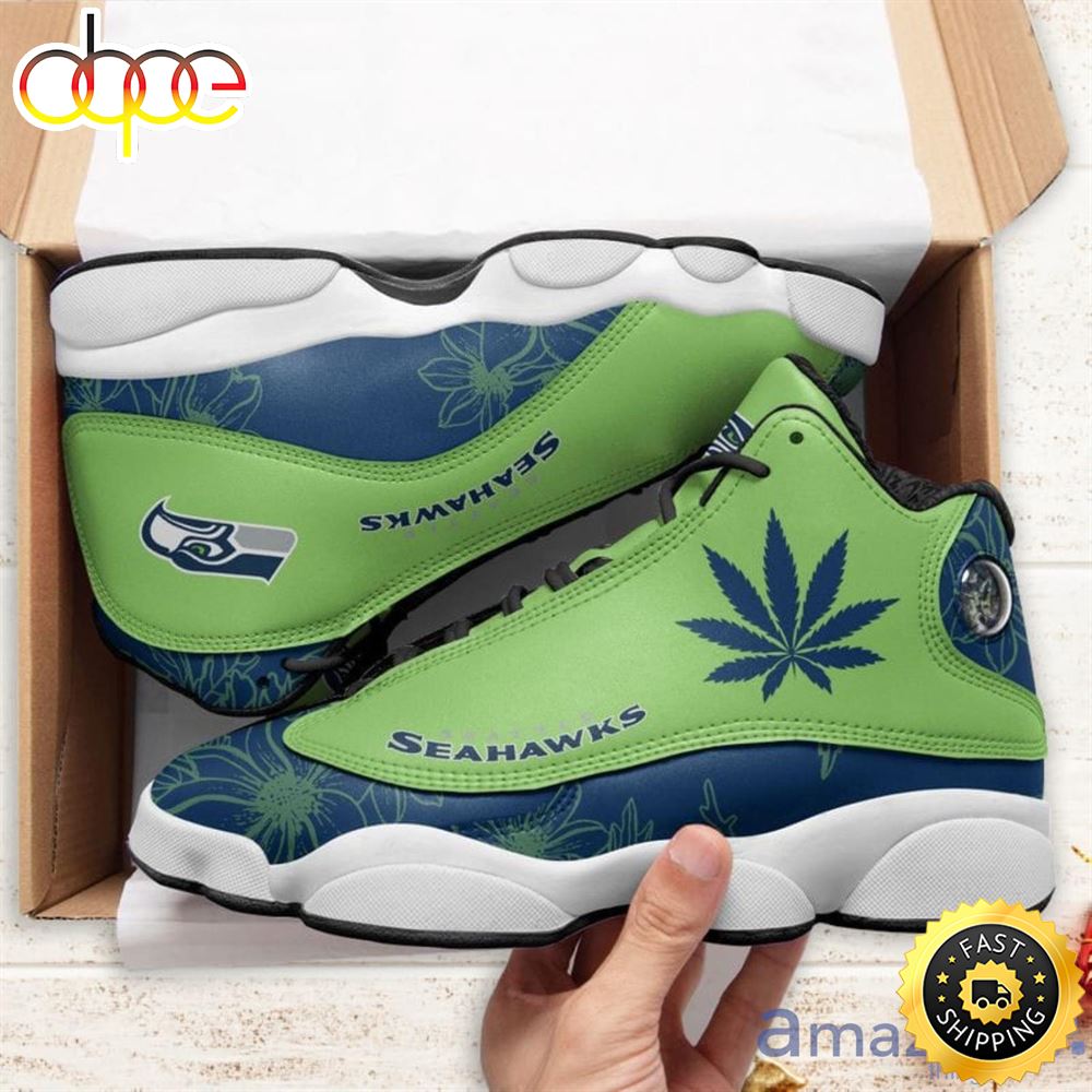 Sportswearmerch Seattle Seahawks NFL Weed AJ13 Sneakers Shoes For Men And Women