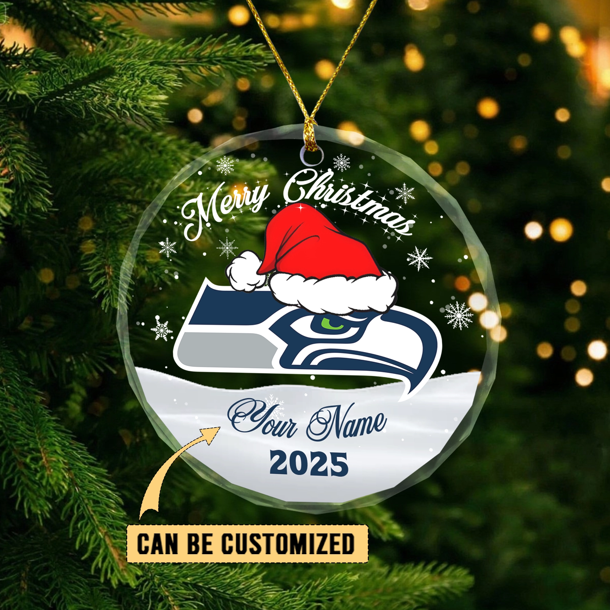 Sportswearmerch Seattle Seahawks NFL x Christmas Glass Ornament Gift For Fan