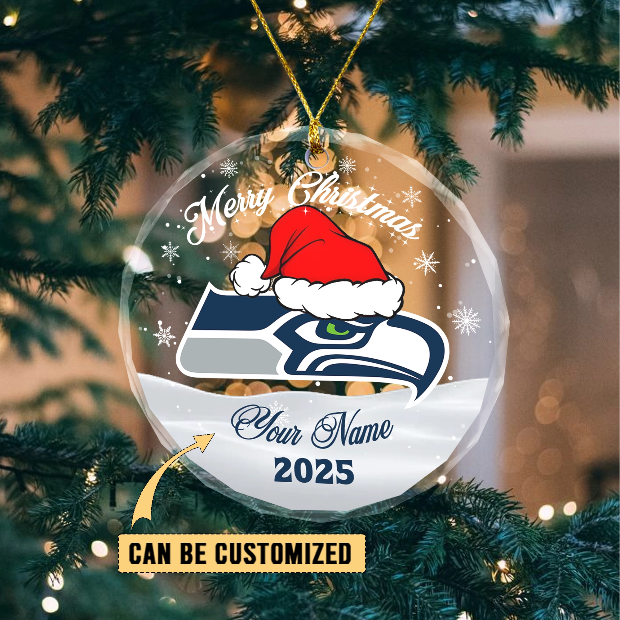 Sportswearmerch Seattle Seahawks NFL x Christmas Glass Ornament Gift For Fan
