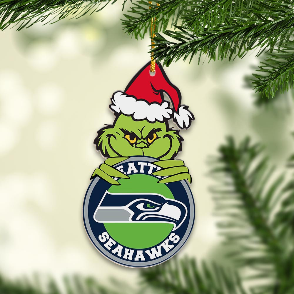 Sportswearmerch Seattle Seahawks NFL x Grinch Christmas Acrylic Ornament For Fans