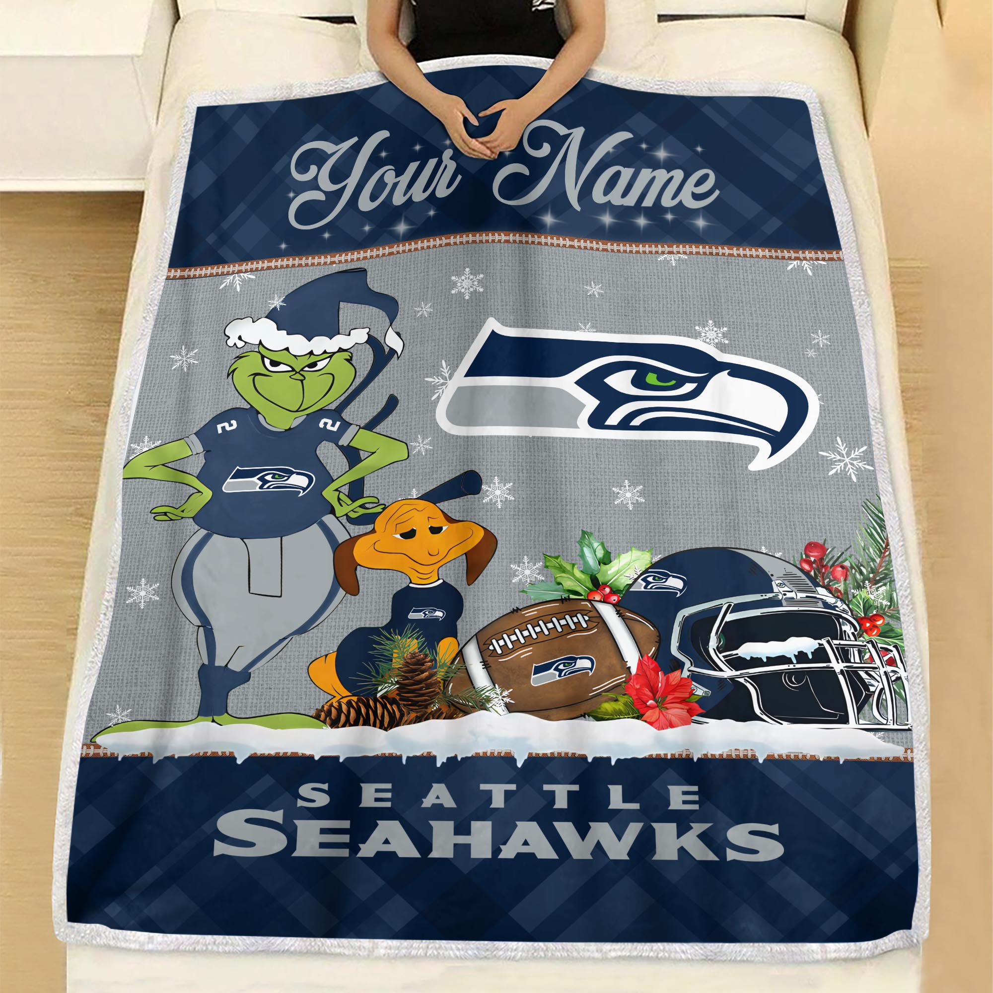 Sportswearmerch Seattle Seahawks NFL x Grinch Christmas Fleece Blanket For Fan