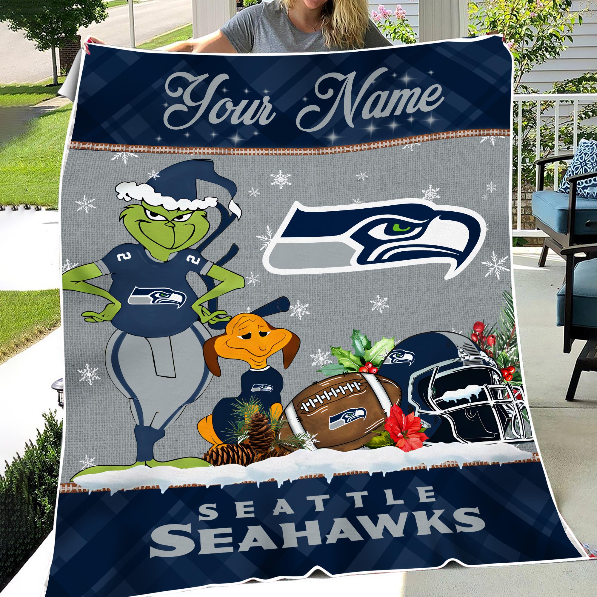 Sportswearmerch Seattle Seahawks NFL x Grinch Christmas Fleece Blanket For Fan