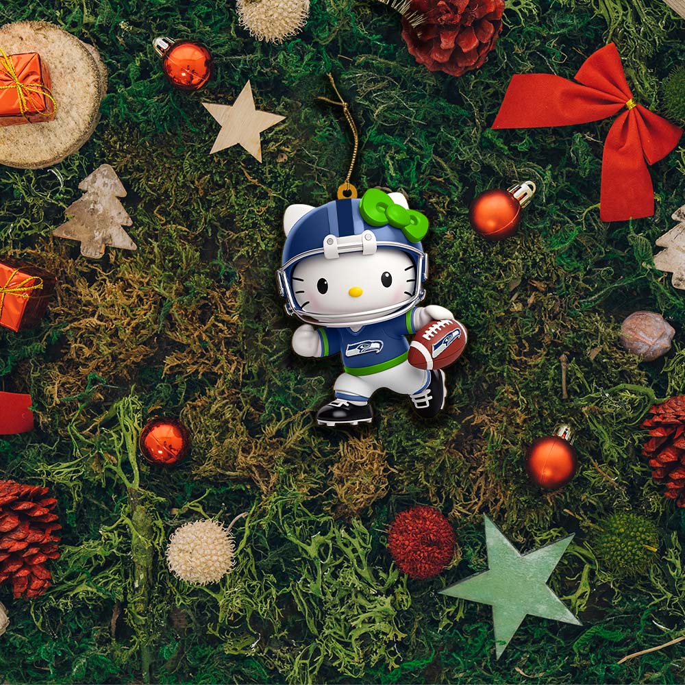 Sportswearmerch Seattle Seahawks NFL x Hello Kitty Personalized Acrylic Ornament Gift For Fans