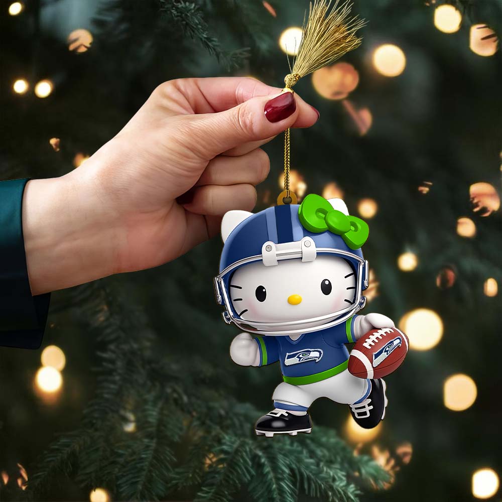 Sportswearmerch Seattle Seahawks NFL x Hello Kitty Personalized Acrylic Ornament Gift For Fans