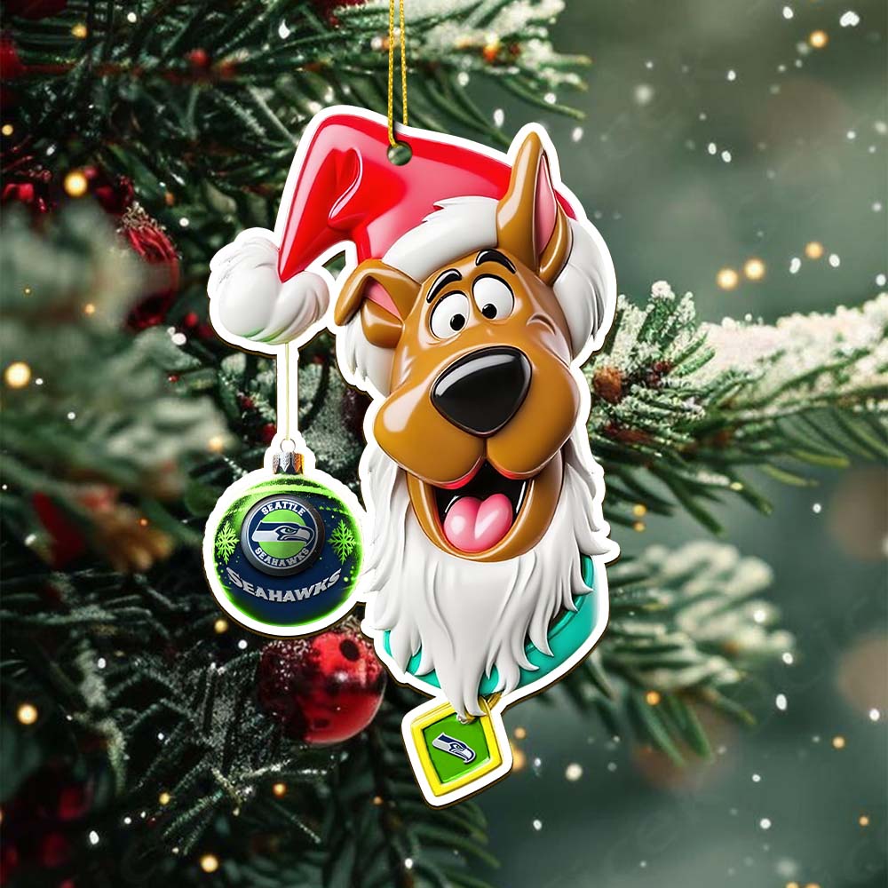 Sportswearmerch Seattle Seahawks NFL x Scooby doo x Christmas Acrylic Ornament Gift For Fan