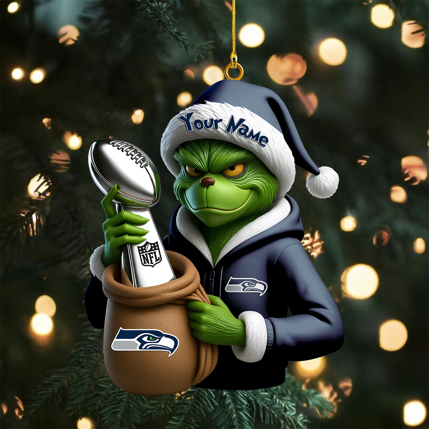 Sportswearmerch Seattle Seahawks NFL x The Grinch Acrylic Ornament Gift For Fans