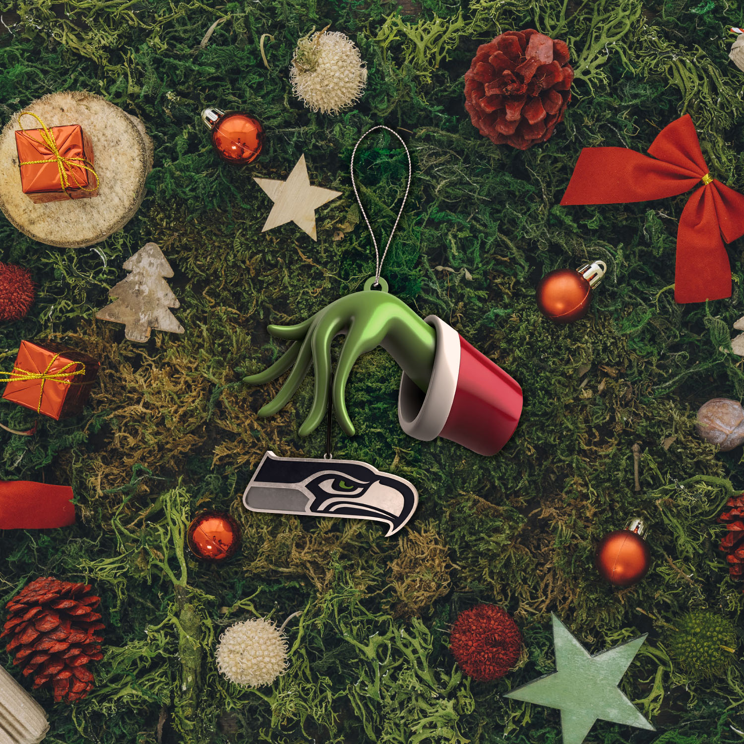 Sportswearmerch Seattle Seahawks NFL x The Grinch Christmas Acrylic Mix Wooden Ornament Gift For Fans