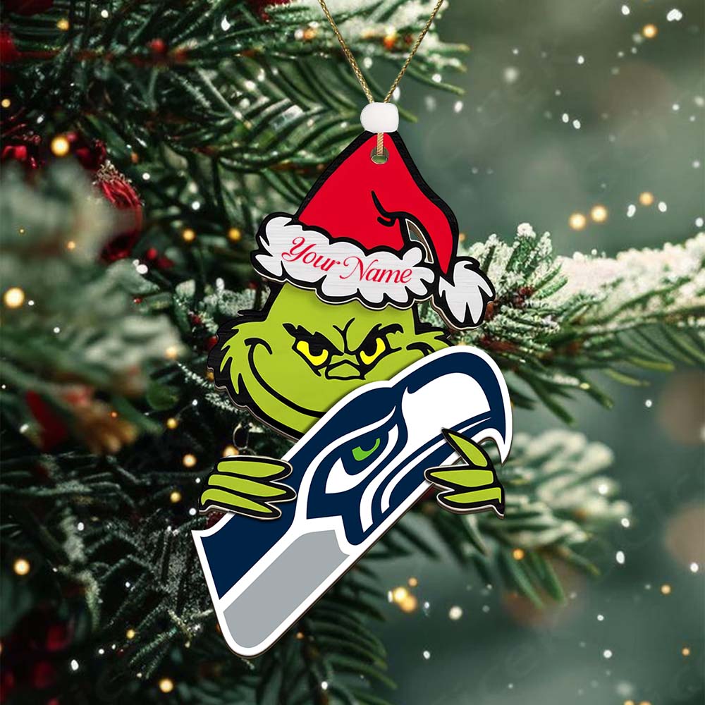 Sportswearmerch Seattle Seahawks NFL x The Grinch Christmas Acrylic Ornament Gift For Fans