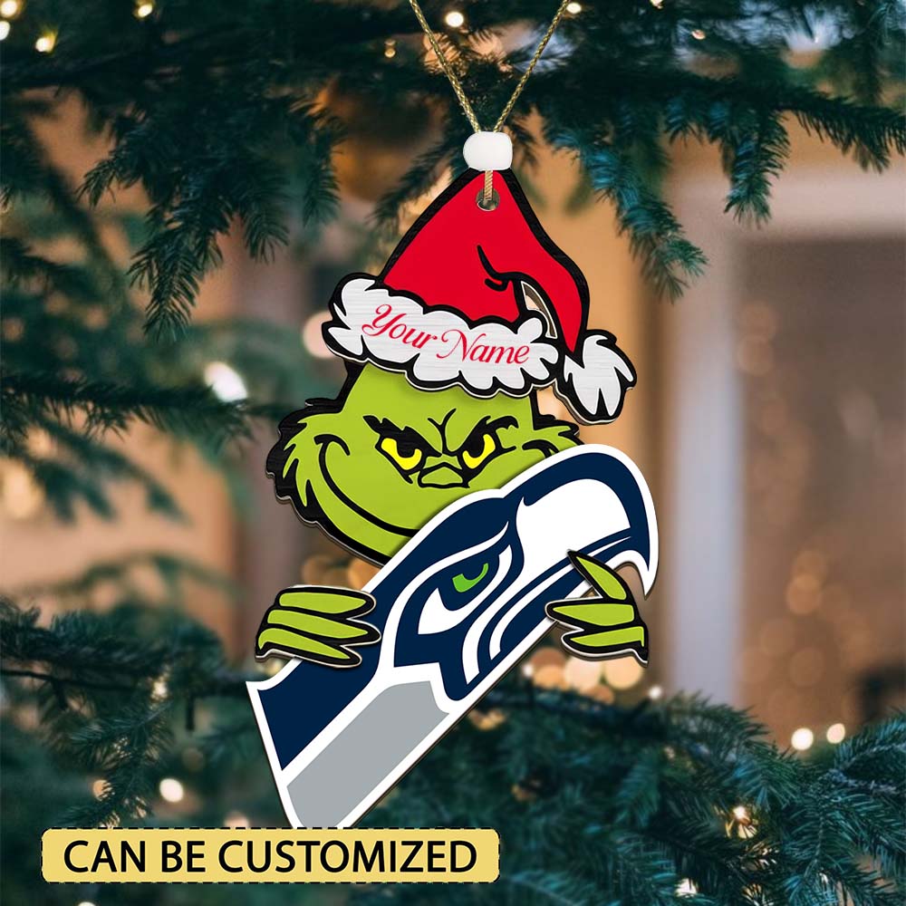 Sportswearmerch Seattle Seahawks NFL x The Grinch Christmas Acrylic Ornament Gift For Fans