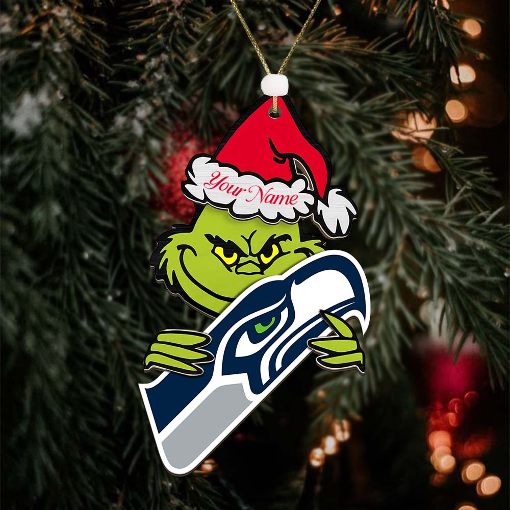 Sportswearmerch Seattle Seahawks NFL x The Grinch Christmas Acrylic Ornament Gift For Fans