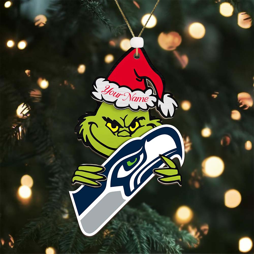 Sportswearmerch Seattle Seahawks NFL x The Grinch Christmas Acrylic Ornament Gift For Fans