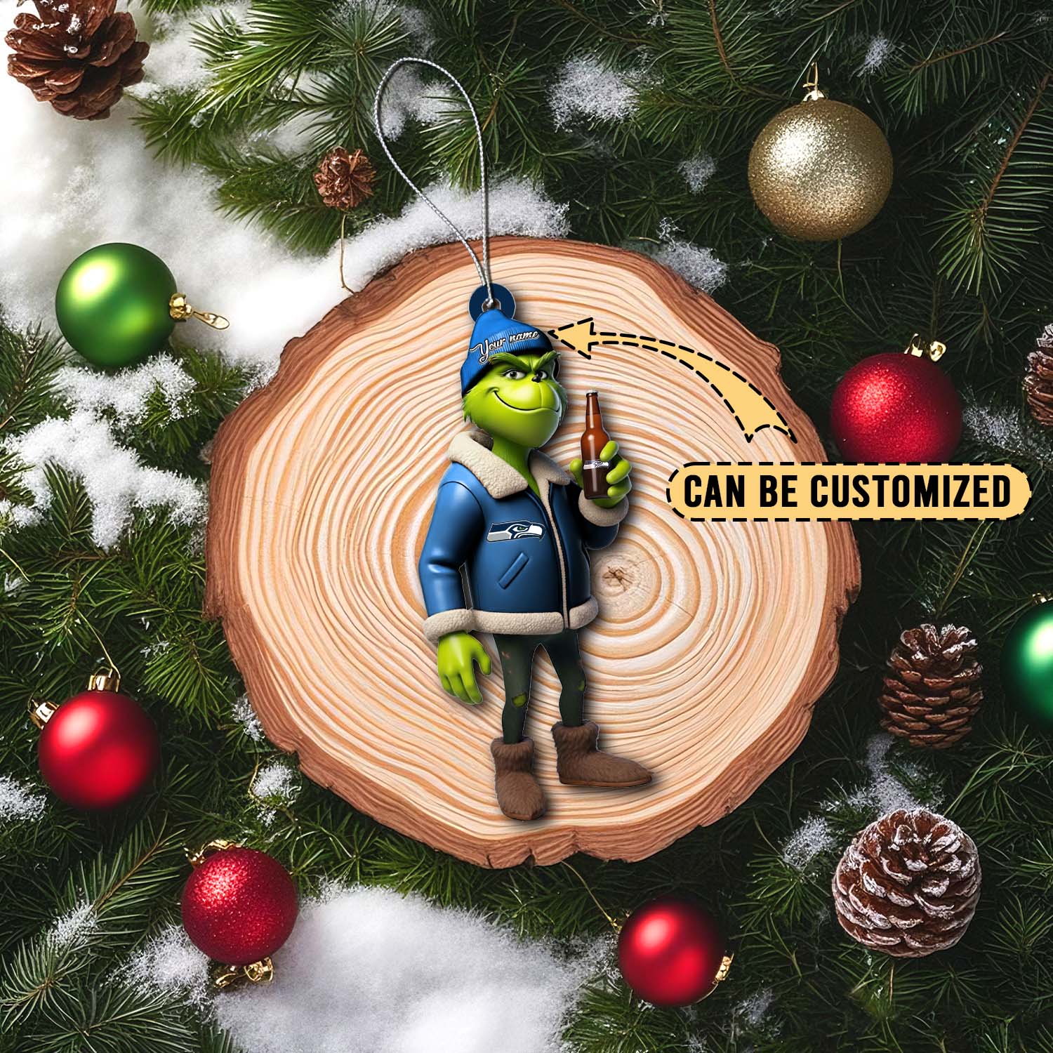 Sportswearmerch Seattle Seahawks NFL x The Grinh Acrylic Ornament Gift For Fans