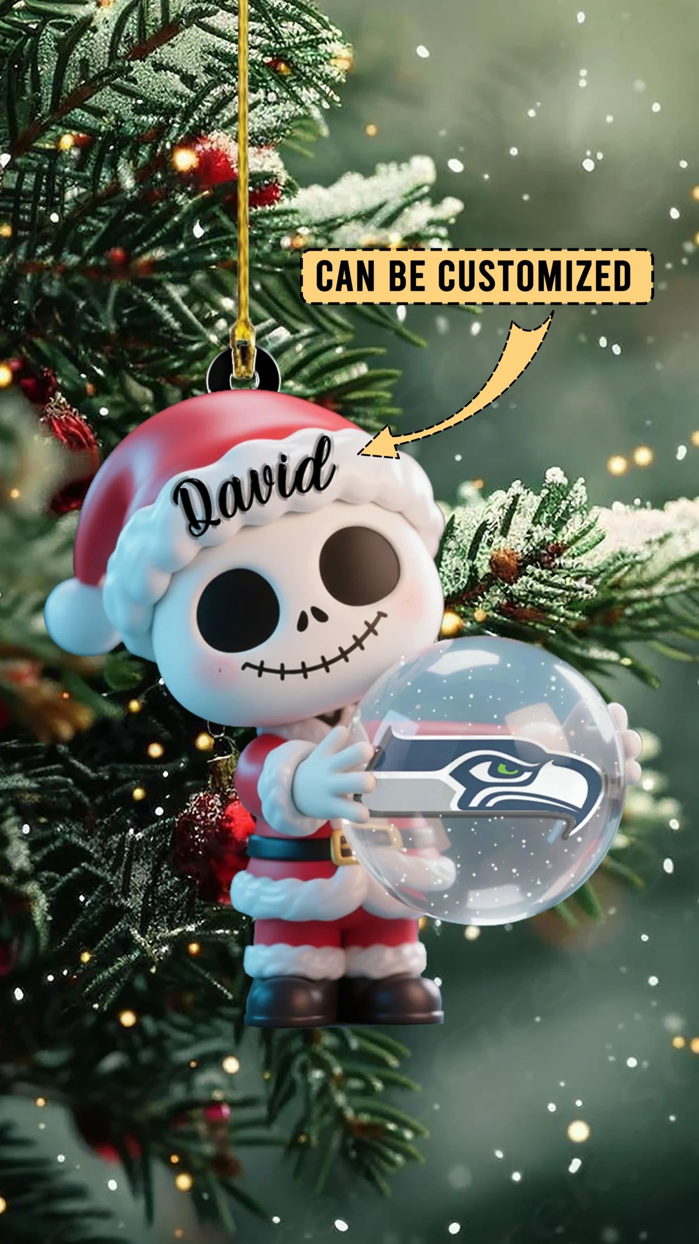 Sportswearmerch Seattle Seahawks NFL x The Nightmare Before Christmas Acrylic Ornament Gift For Fans