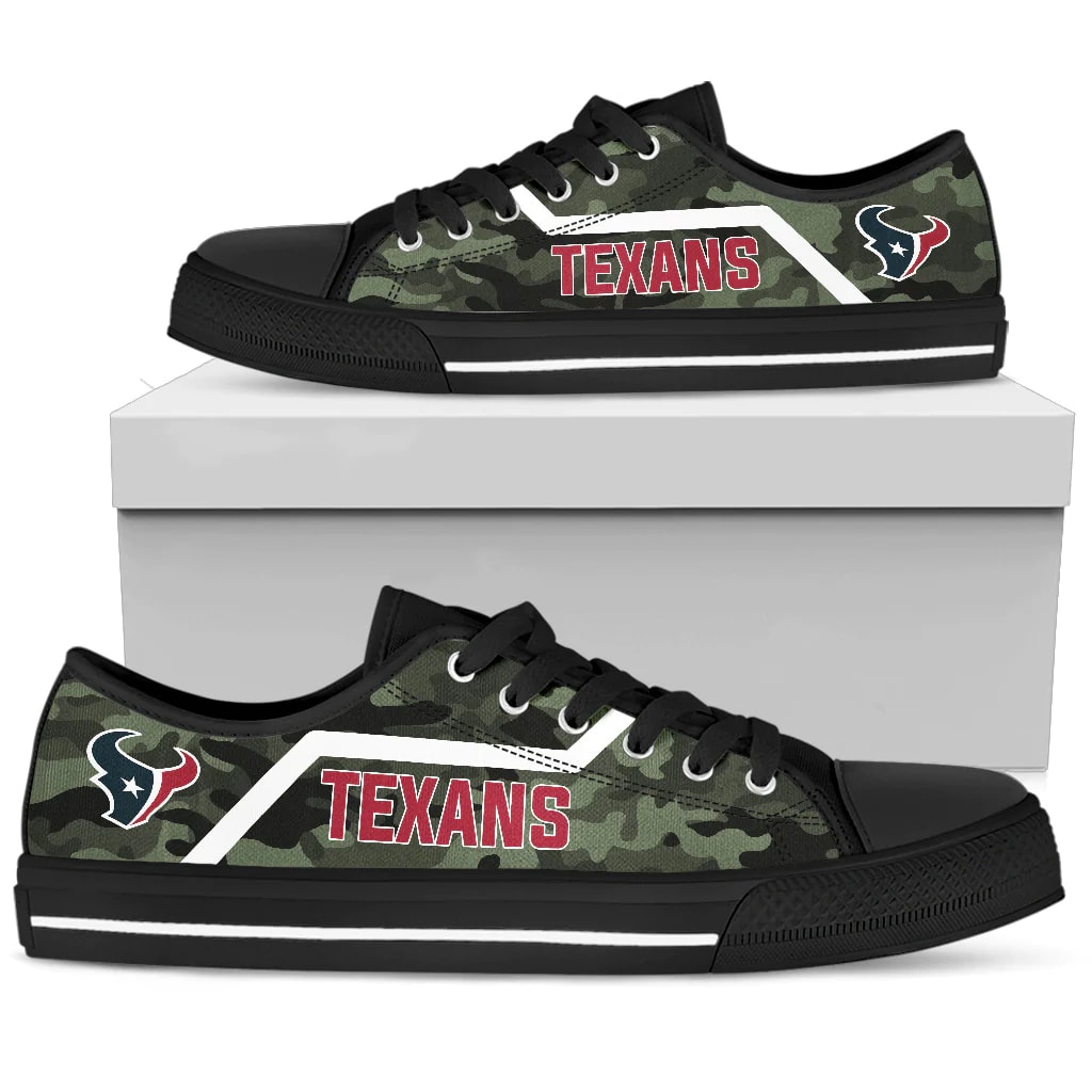 Sportswearmerch Simple Camo Houston Texans NFL Low Top Canvas Sneakers Shoes For Men And Women